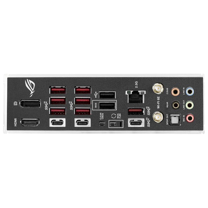 ASUS ROG Strix X670E-F Gaming WiFi, Scheda Madre Gaming ATX, AMD AM5, DDR5, PCI 5.0, Intel 2.5Gb Ethernet, WiFi 6E (802.11ax), ROG SupremeFX 7.1 Surround, 4xM.2, 4xSATA 6GB-s, Aura Sync RGB, Nero