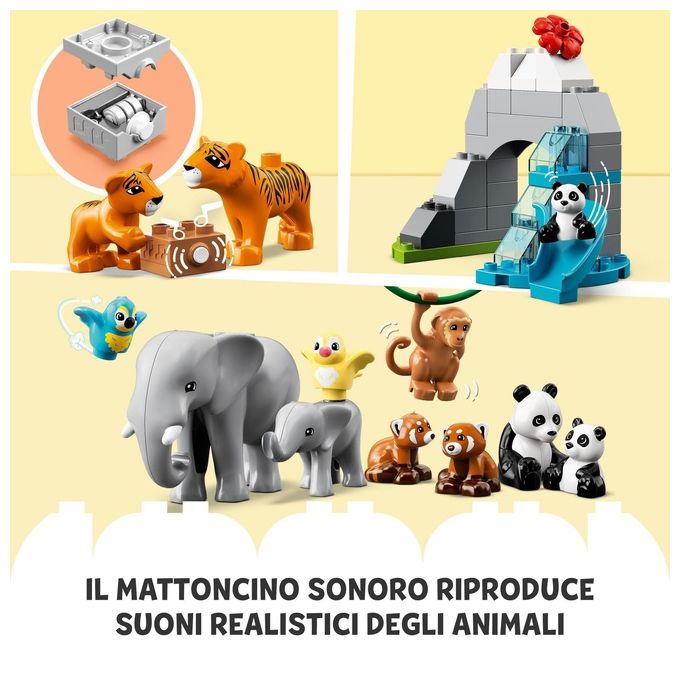 LEGO Duplo Animali dell'Asia Giochi Educativi per Bambini con 11 Figure di Animali e Mattoncino con Suoni Realistici