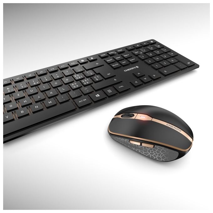 Cherry DW 9100 SLIM Tastiera Mouse Incluso Rf Senza Fili  Bluetooth Qwertz Svizzere Nero