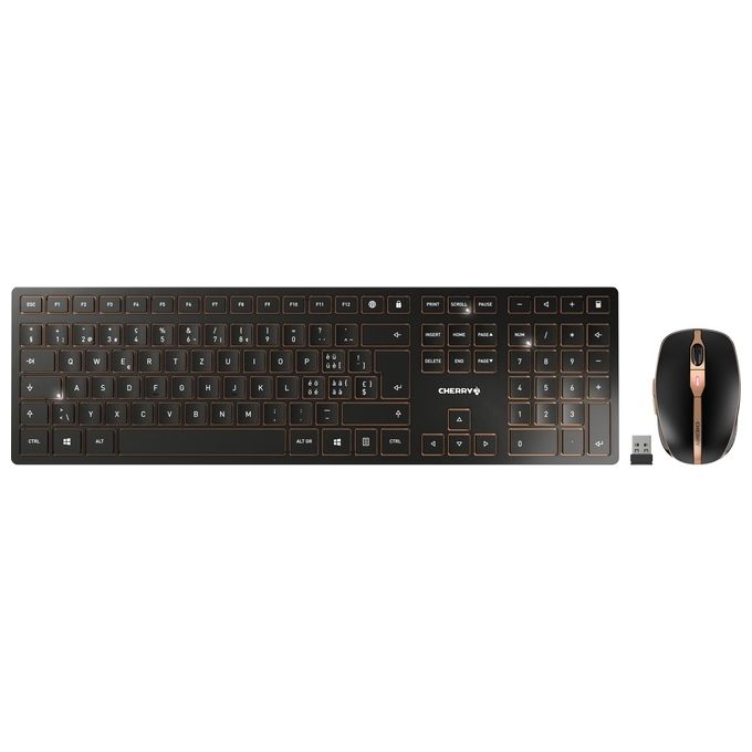 Cherry DW 9100 SLIM Tastiera Mouse Incluso Rf Senza Fili  Bluetooth Qwertz Svizzere Nero