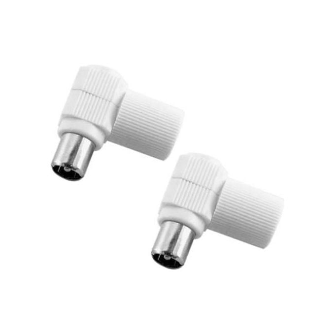 Nuova Video Suono Coppia Spine Maschio Angolate 90 Gradi Antenna Iec 9.5mm Bianche