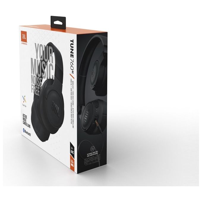 JBL TUNE 760NC Cuffie Over-Ear Wireless Bluetooth con Cancellazione Attiva del Rumore JBL Pure Bass Pieghevole Senza Fili Fino a 50h di Autonomia Nero