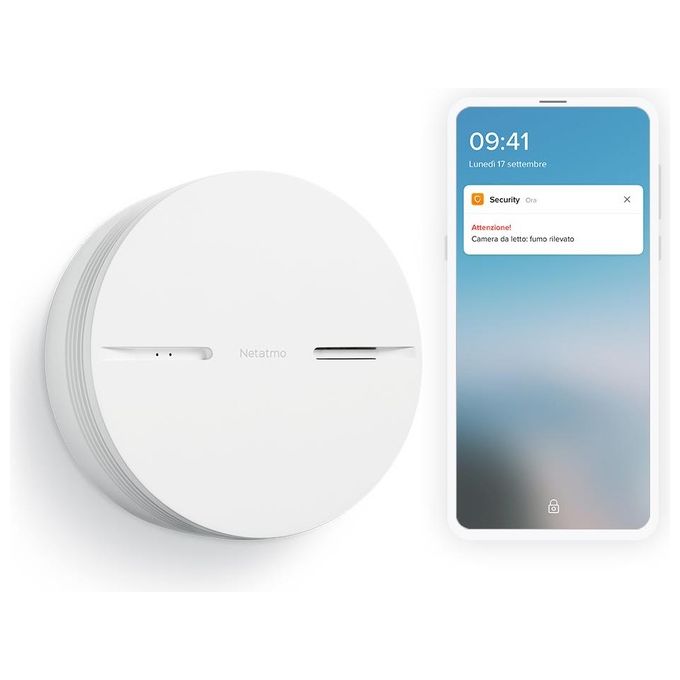 Netatmo Rilevatore di Fumo Intelligente Batteria di 10 Anni di Autonomia Allarme Fumo Controlli Automatici Prodotto Autonomo EN14604 Certificazione NSA-IT Bianco