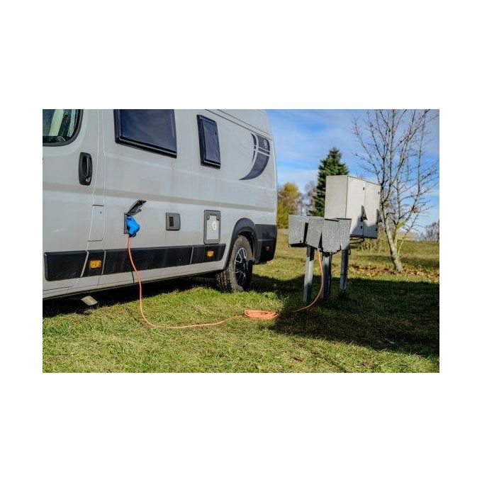 Brennenstuhl Cavo Adattatore CEE da Campeggio con Spina Cee e Giunto ad Angolo con Presa Combinata con Contatto di Protezione Cavo da 10mt