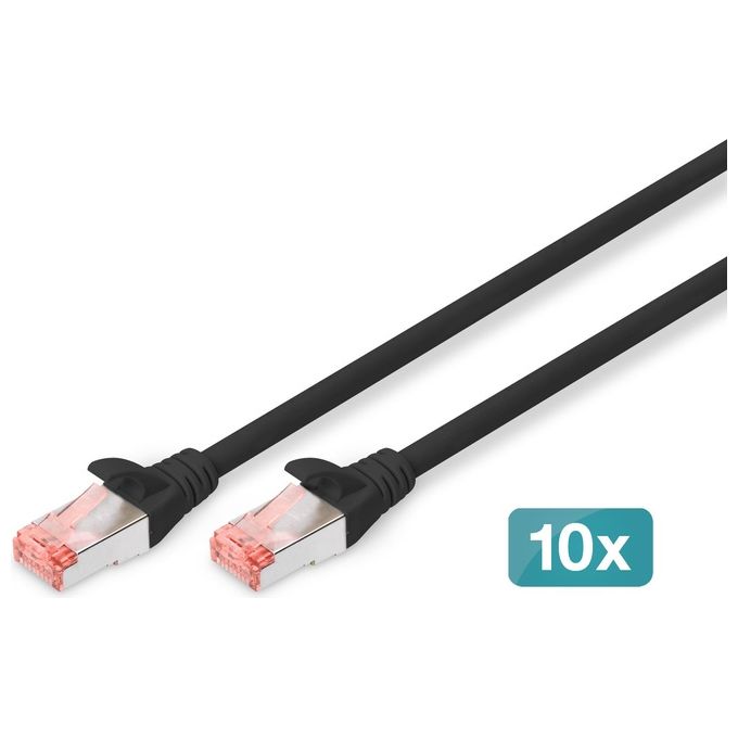 Digitus DK-1644-010-BL-10 Cavo Patch Cat6 S-FTP RJ45 LSZH 1 m Confezione 10 Pezzi colore Nero