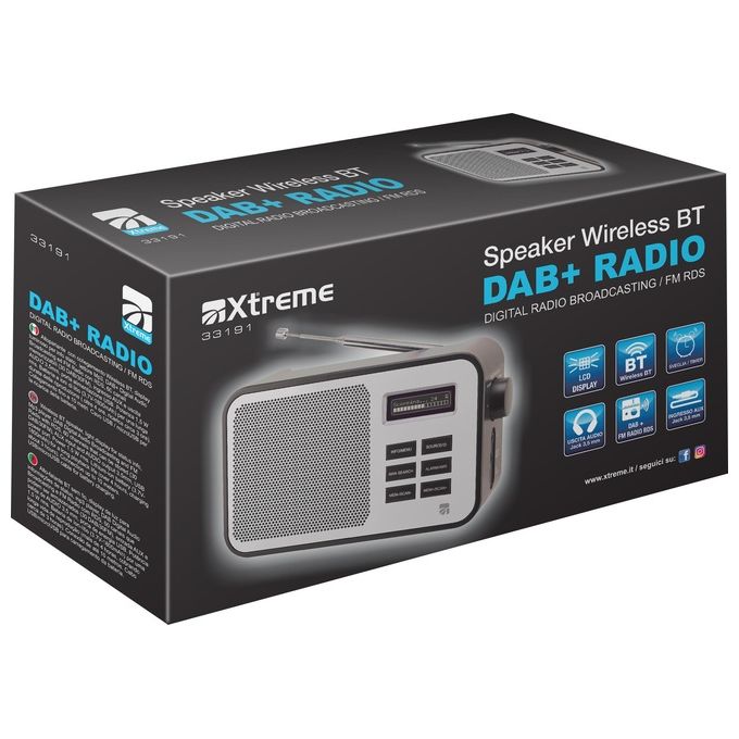 Xtreme Videogames Radio DAB Bluetooth DAB+-FM Batteria Ricaricabile Antenna Telescopica Home