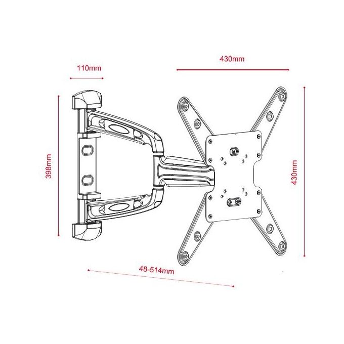 G.b.s. Elettronica AWM-2355-3 PLUS Supporto in Alluminio per Flat-Tv 23''-55'' Max 35Kg 2 Bracci  3 Snodi