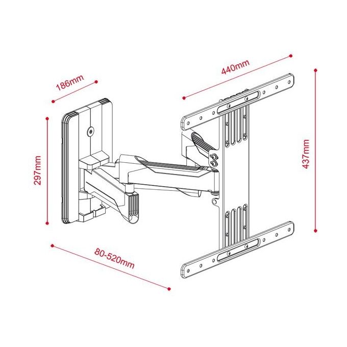 G.b.s. Elettronica EWM-3270 Supporto Slim per Flat-Tv 32''-70'' Max 45Kg 80mm Spessore a Pantografo