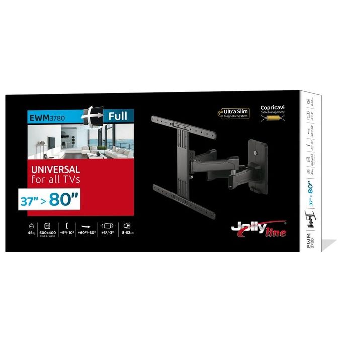 G.b.s. Elettronica EWM-3780 Supporto Slim per Flat-Tv 37''-80'' Max 45Kg 80mm Spessore a Pantografo