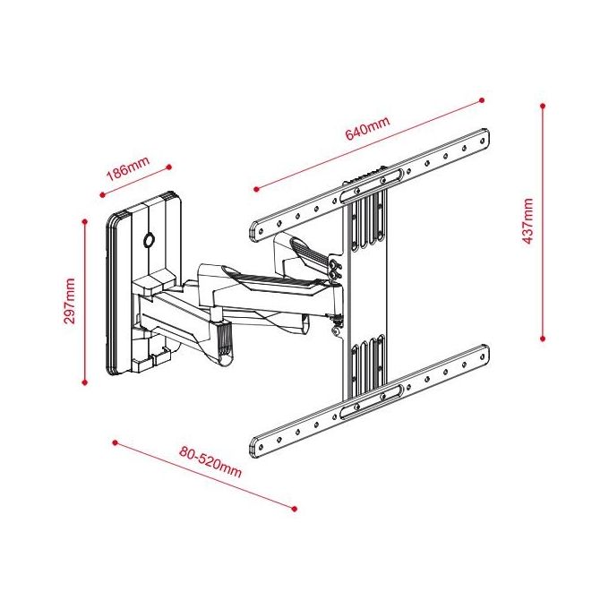 G.b.s. Elettronica EWM-3780 Supporto Slim per Flat-Tv 37''-80'' Max 45Kg 80mm Spessore a Pantografo