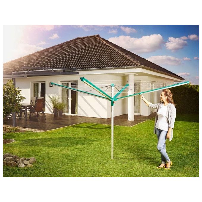 Leifheit linomatic 500 deluxe cover stendibiancheria in alluminio leggero e resistente per uso domestico con ampia capacita' di asciugatura