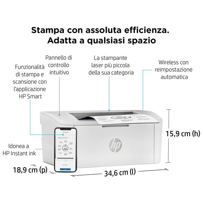 HP LaserJet M110w Stampante Laser A4 600x600 DPI Wi-Fi