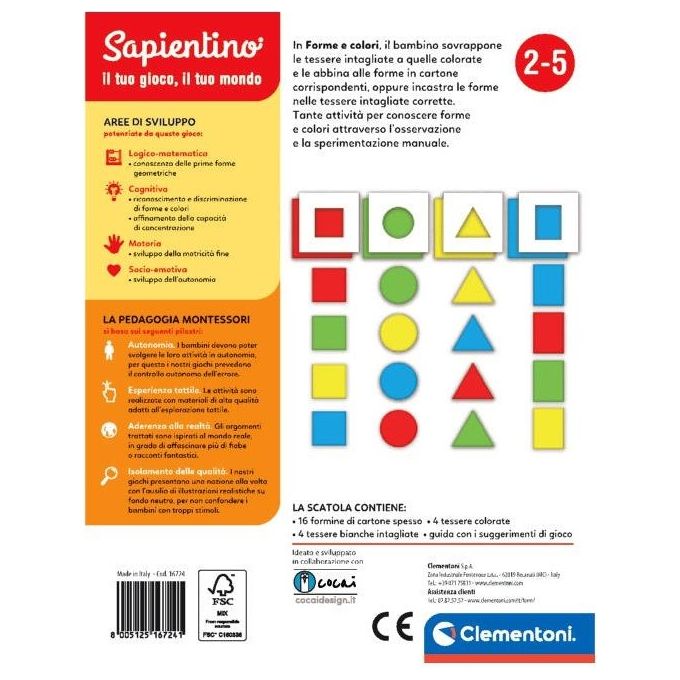 Clementoni Educativo Montessori Forme e Colori
