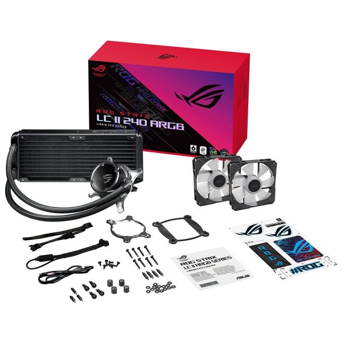 ASUS ROG Strix LC II 240 ARGB Dissipatore a Liquido All-In-One, Due Ventole ROG da 120mm RGB, Illuminazione ARGB, LGA 1700-1200-1150-1151-1152-1155-1156-2011-2066 e AMD AM4-TR4, Nero