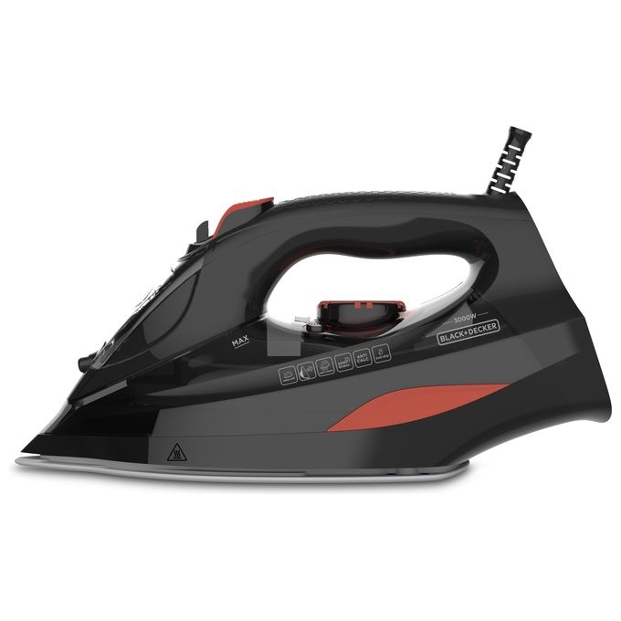 Black and Decker BXIR3000E - Ferro da stiro a vapore, potenza 3000 W, serbatoio 0,40 L, colpo vapore 200 g-min, vapore continuo 45 g-min, piastra ceramica, funzioni: autopulizia - antigoccia - vapore verticale, colore nero-arancione
