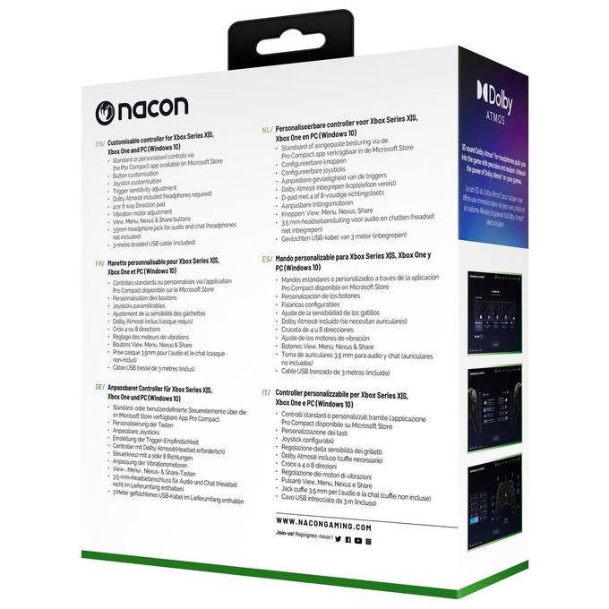 Nacon Compact Controller pro Xbox Serie X-S-One-Pc Nero