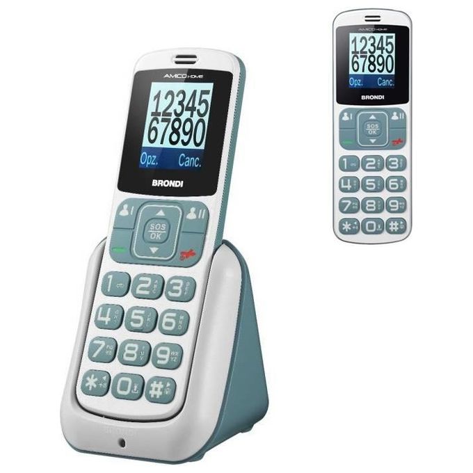 Brondi Amico Home Telefono Cellulare GSM per Anziani con Tasti Grandi Tasto SOS e Funzione da Remoto - Yeppon