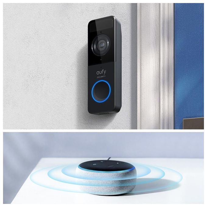 Eufy  Security, kit videocitofono, risoluzione 1080p, batteria per 120 giorni, zero costi mensili, rilevamento di persone, audio bidirezionale, citofono wireless