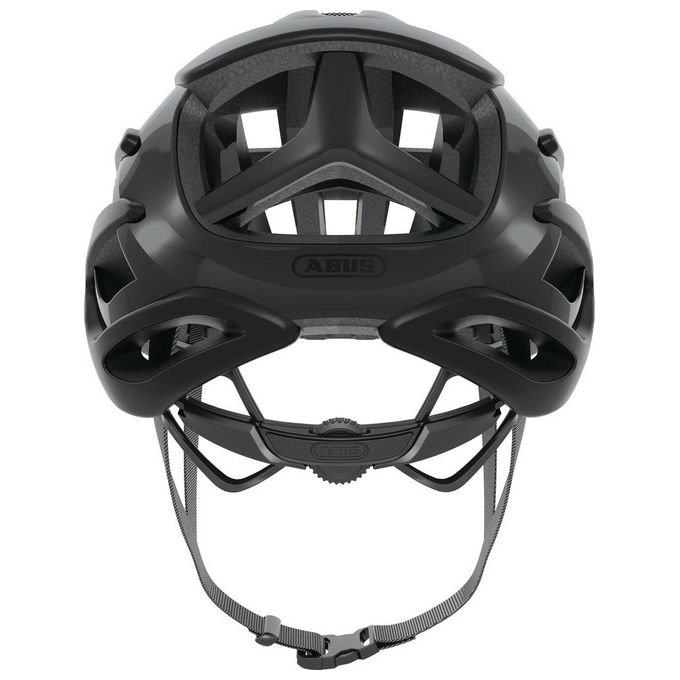 ABUS 81720 AirBreaker Casco da Bici da Corsa Ultraleggero con Sistema di Ventilazione Forced Air Cooling e Cinghie FlowStraps colore Nero