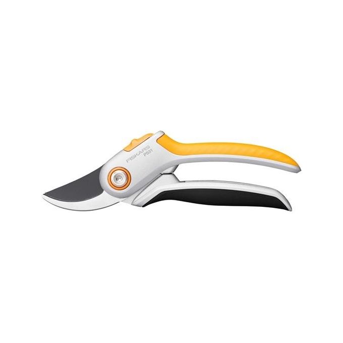 Fiskars 1057168 Plus Forbici da Potatura Bypass Lama in Acciaio Temprato con Rivestimento PTFE Impugnatura in Alluminio Pressofuso colore Nero Arancione