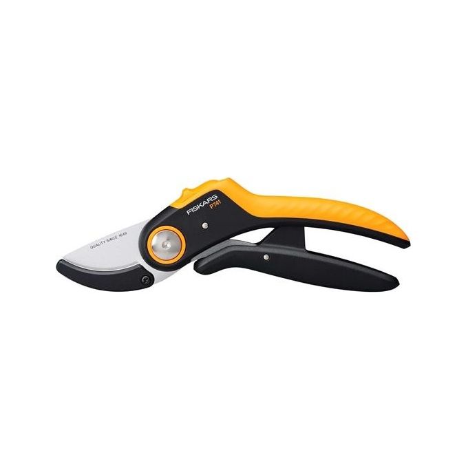 Fiskars 1057171 Plus PowerLever Forbici da Potatura a Incudine Lama in Acciaio Temprato Rivestimento Antiaderente Taglio fino a 24 mm colore Nero-Arancione