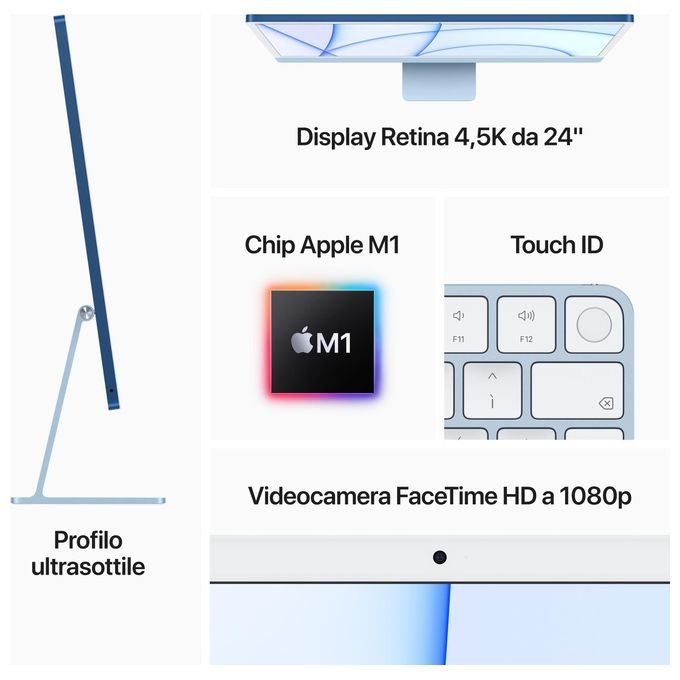 Apple iMac 24'' Chip Apple M1 con CPU 8-core e GPU 8?core quattro porte 8GB RAM, 512GB Rosa 2021