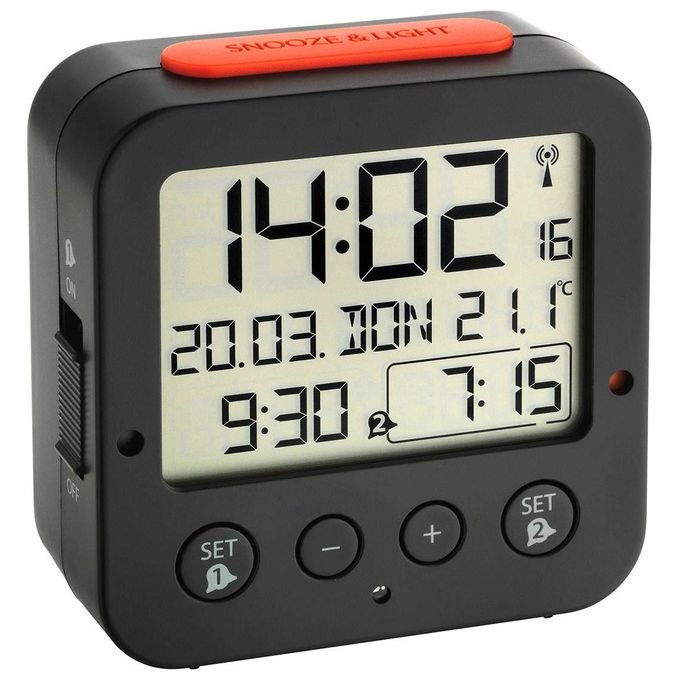 TFA Dostmann 60.2528.01 Bingo Nero Radio Sveglia con Temperatura