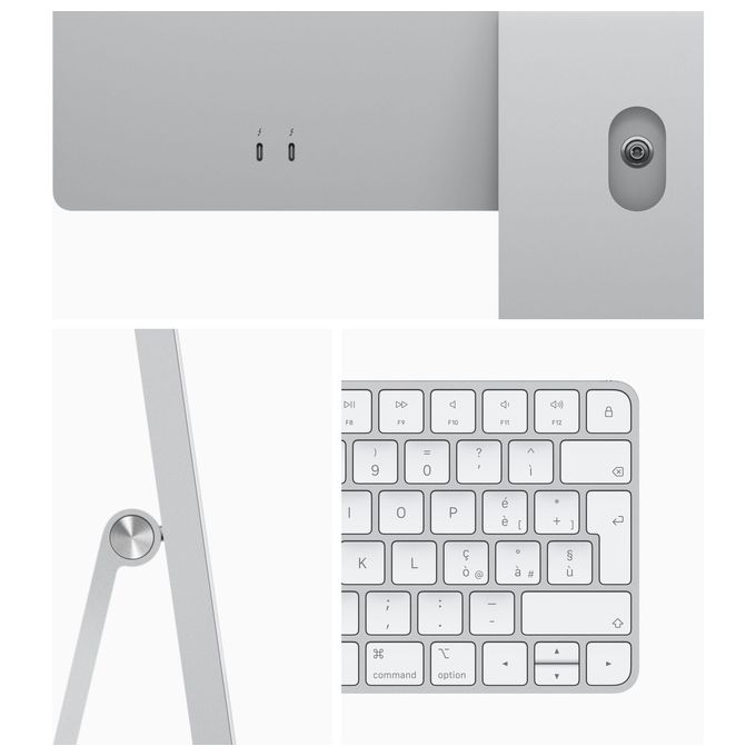 Apple iMac 24'' Chip Apple M1 con CPU 8-Core e GPU 7?Core Due Porte 8Gb Hd 256Gb Ssd Argento 2021