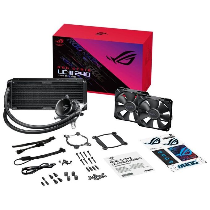 ASUS ROG Strix LC II 240 Dissipatore a Liquido All-In-One, Due Ventole ROG da 120mm, Illuminazione ARGB, LGA 1700-1200-1150-1151-1152-1155-1156-2011-2066 e AMD AM4-TR4, Nero