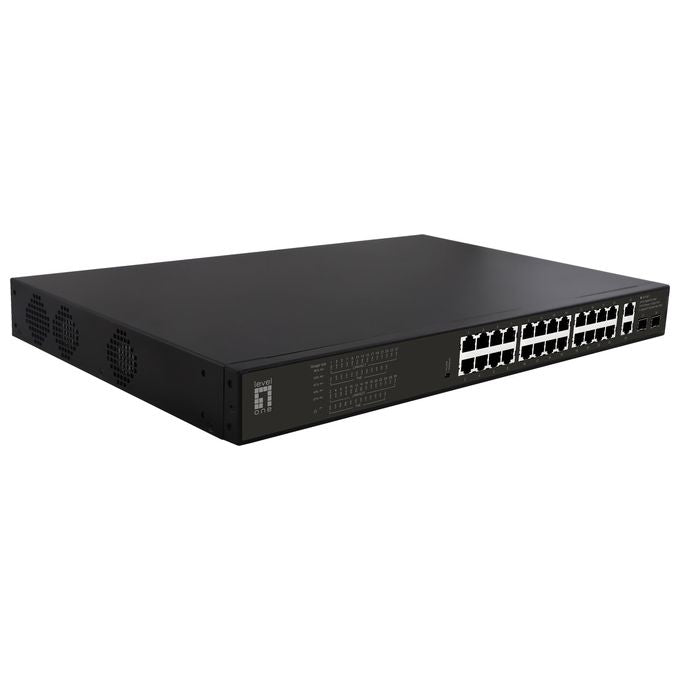LevelOne GEP-2821 Switch di Rete Non gestito Gigabit Ethernet 10-100-1000 Supporto Power over Ethernet 1U Nero