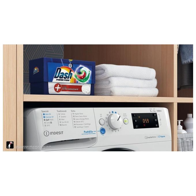 Indesit BDE 96436 WKV IT Lavasciuga 9-6 Kg Classe D Profondita' 54 cm Centrifuga 1351 Giri Inverter Funzione Vapore colore Bianco