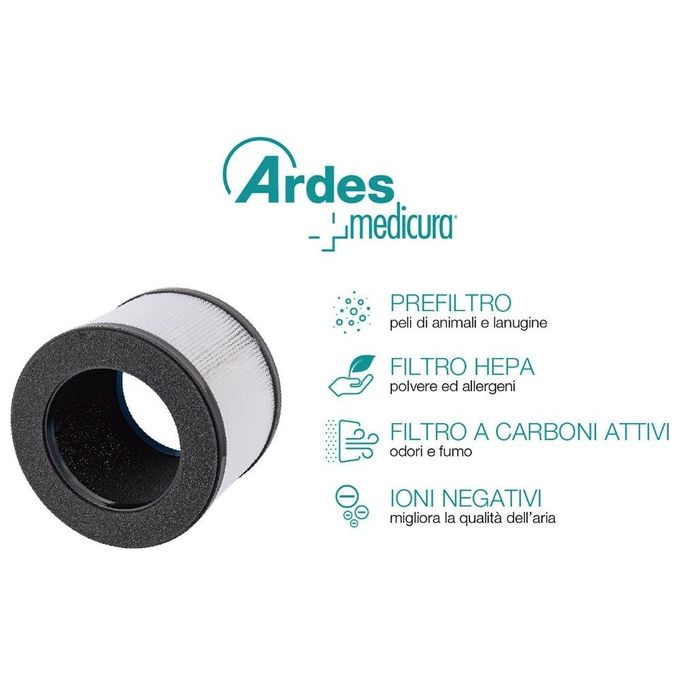 Ardes ARM8P02 Purificatore d'Aria NEAT con Filtro Hepa 13 e Filtro ai Carboni Attivi con 3 Velocita'