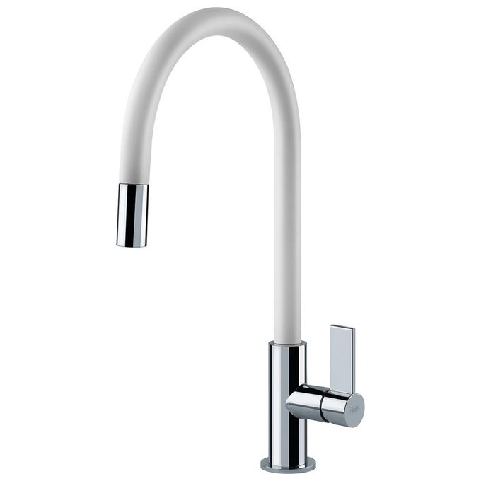 Franke Ambient Miscelatore monocomando con doccetta orientabile monogetto e canna girevole 360° Cromato-Bianco 115.0373.949