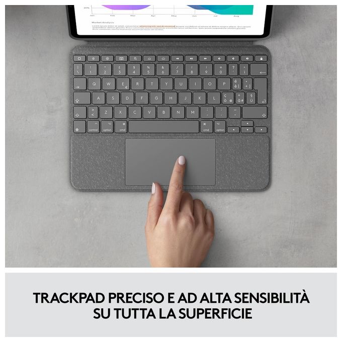 Logitech Combo Touch Grigio Smart Connector Qwerty per iPad Pro 11'' (4a 3a 2a 1a gen) Italiano