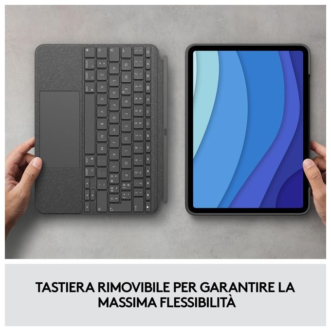 Logitech Combo Touch Grigio Smart Connector Qwerty per iPad Pro 11'' (4a 3a 2a 1a gen) Italiano