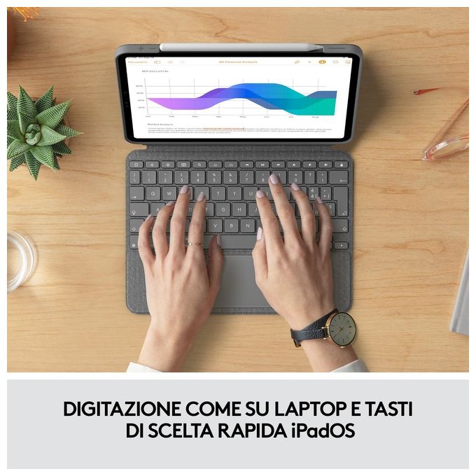 Logitech Combo Touch Grigio Smart Connector Qwerty per iPad Pro 11'' (4a 3a 2a 1a gen) Italiano