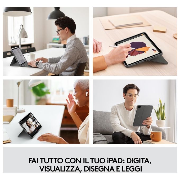 Logitech Combo Touch Grigio Smart Connector Qwerty per iPad Pro 11'' (4a 3a 2a 1a gen) Italiano