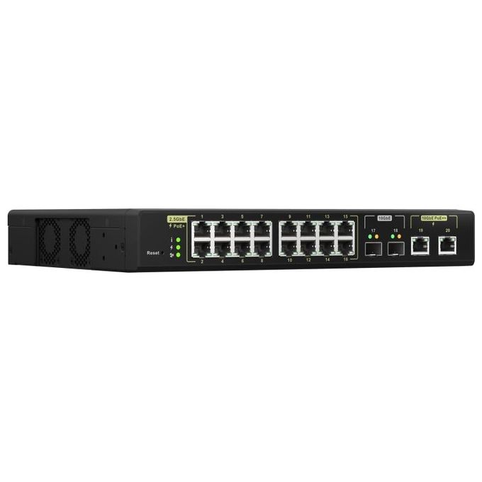 QNap QSW-M2116P-2T2S Switch di Rete Gestito L2 2.5G Ethernet Supporto Power over Ethernet Nero