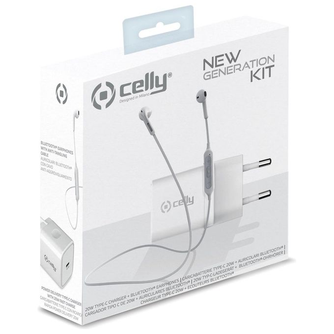 Celly Power Delivery 20W Charger con Bluetooth Earphones