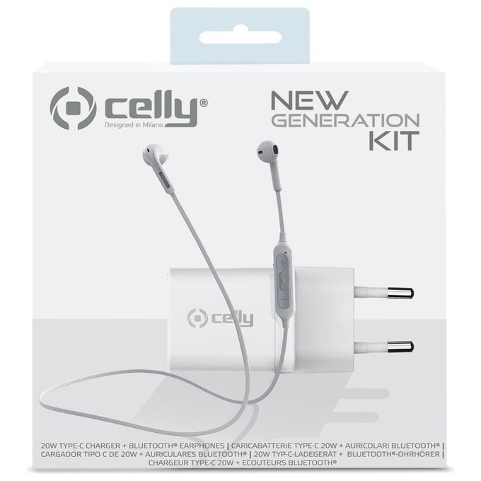 Celly Power Delivery 20W Charger con Bluetooth Earphones