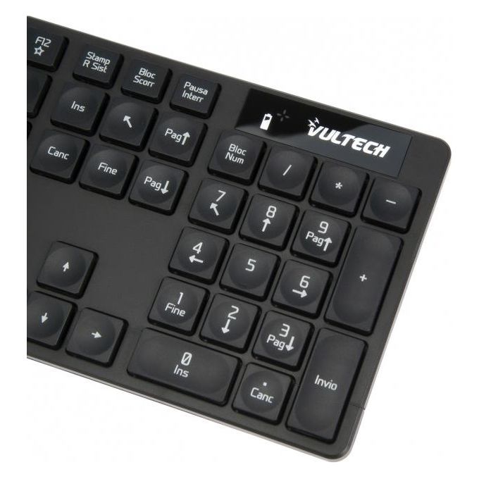Vultech Kit Tastiera e Mouse Wireless Slim 1600dpi Regolabili 2.4ghz