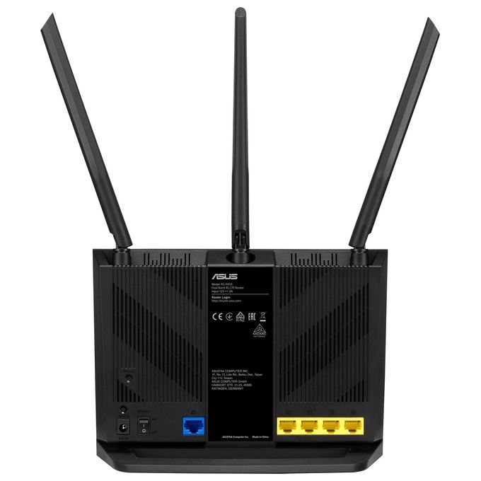 ASUS 4G-AX56 LTE Router 4G+ Cat.6 300Mbps Dual-Band WiFi 6, Velocita' Dati fino a 1800Mbps, Porta Adattativa, Sicurezza Internet, Nero