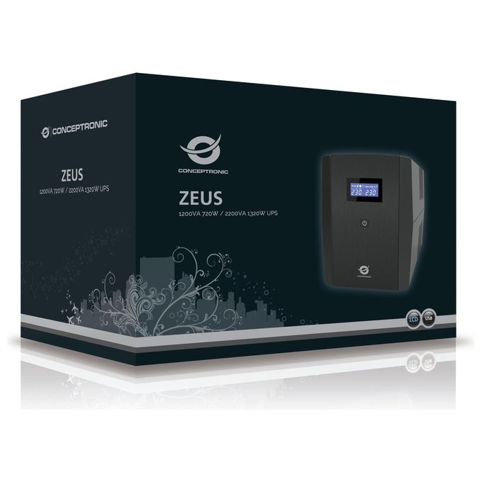 Conceptronic ZEUS04EM Gruppo di Continuita' UPS a Linea Interattiva 2200VA 1320W 5 Prese AC