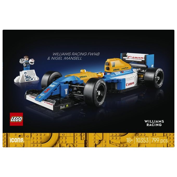 LEGO Icons Williams Racing FW14B e Nigel Mansell - Modellino di Auto F1 da Costruire con Minifigure del Pilota da Collezione, Trofeo e Supporto da Esposizione, Idea Regalo Adulti, Uomo o Donna 10353