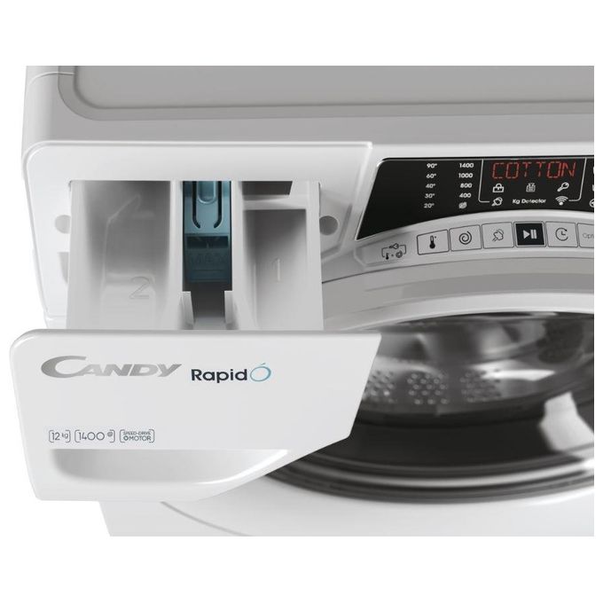Candy RO14126DWMSE-S Rapido' Lavatrice Carica Frontale Snap and Wash Controllo vocale Classe energetica A+++ Capacita' di carico 12 kg Centrifuga 1400 giri Motore Inverter Wifi