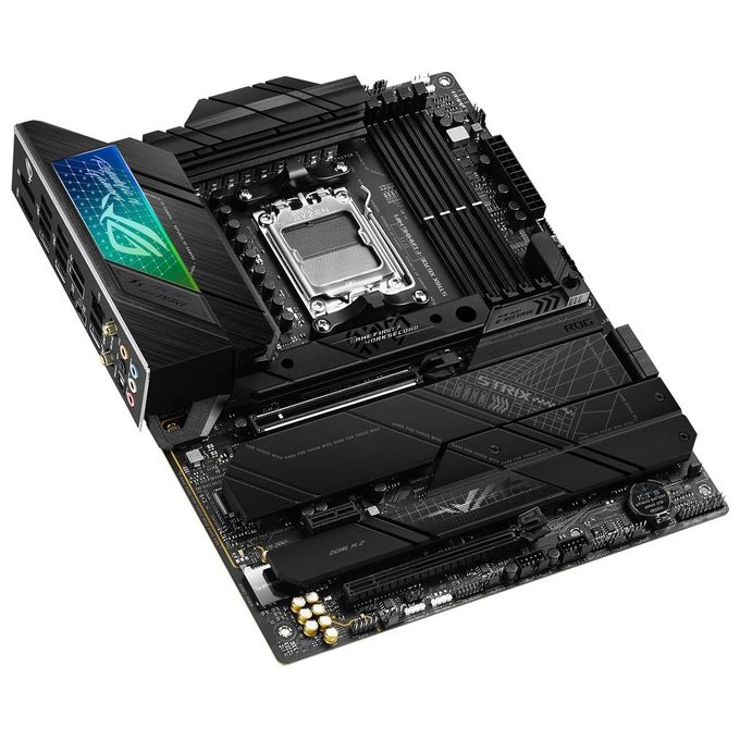 ASUS ROG Strix X670E-F Gaming WiFi, Scheda Madre Gaming ATX, AMD AM5, DDR5, PCI 5.0, Intel 2.5Gb Ethernet, WiFi 6E (802.11ax), ROG SupremeFX 7.1 Surround, 4xM.2, 4xSATA 6GB-s, Aura Sync RGB, Nero