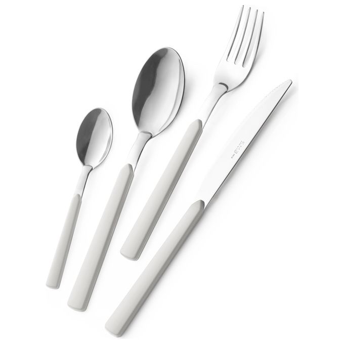 Eme Posaterie BARF24FA-19 Fast Set di Posate 24 Pezzi Acciaio Inox 18-0 ABS Saldato a Ultrasuoni colore Bianco