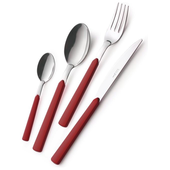 EME BARF24FA-11 Fast Set Posate 24 Pezzi Acciaio Inossidabile 18-0 Nichel Free per 6 Persone colore Rosso