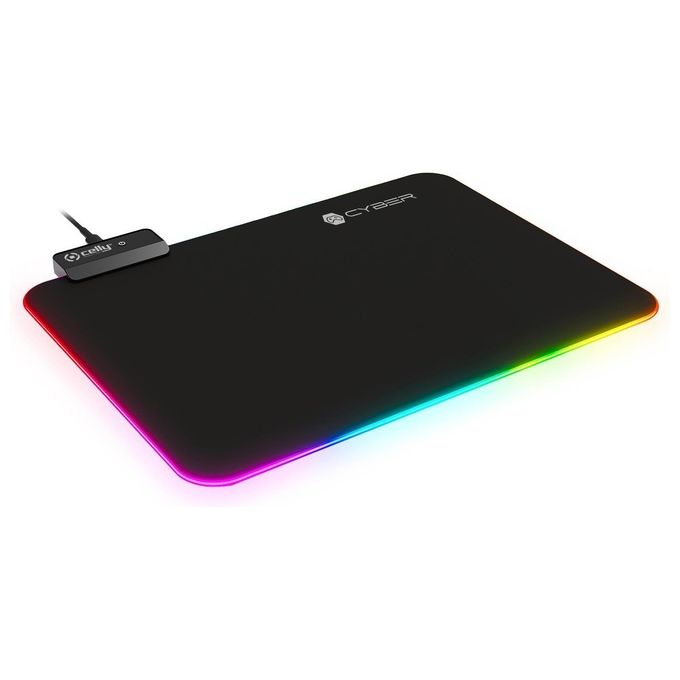 Celly CYBERPADBK Cyberpad Tappetino Mouse Gaming RGB Tessuto Morbido Base Antiscivolo Alimentazione USB colore Nero