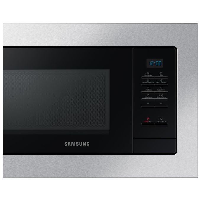Samsung MG20A7013CT-ET Forno a Microonde da Incasso 20 Litri Grill 5 Programmi Scongelamento Rapido Display Digitale Led Finitura Inox Anti-Impronta